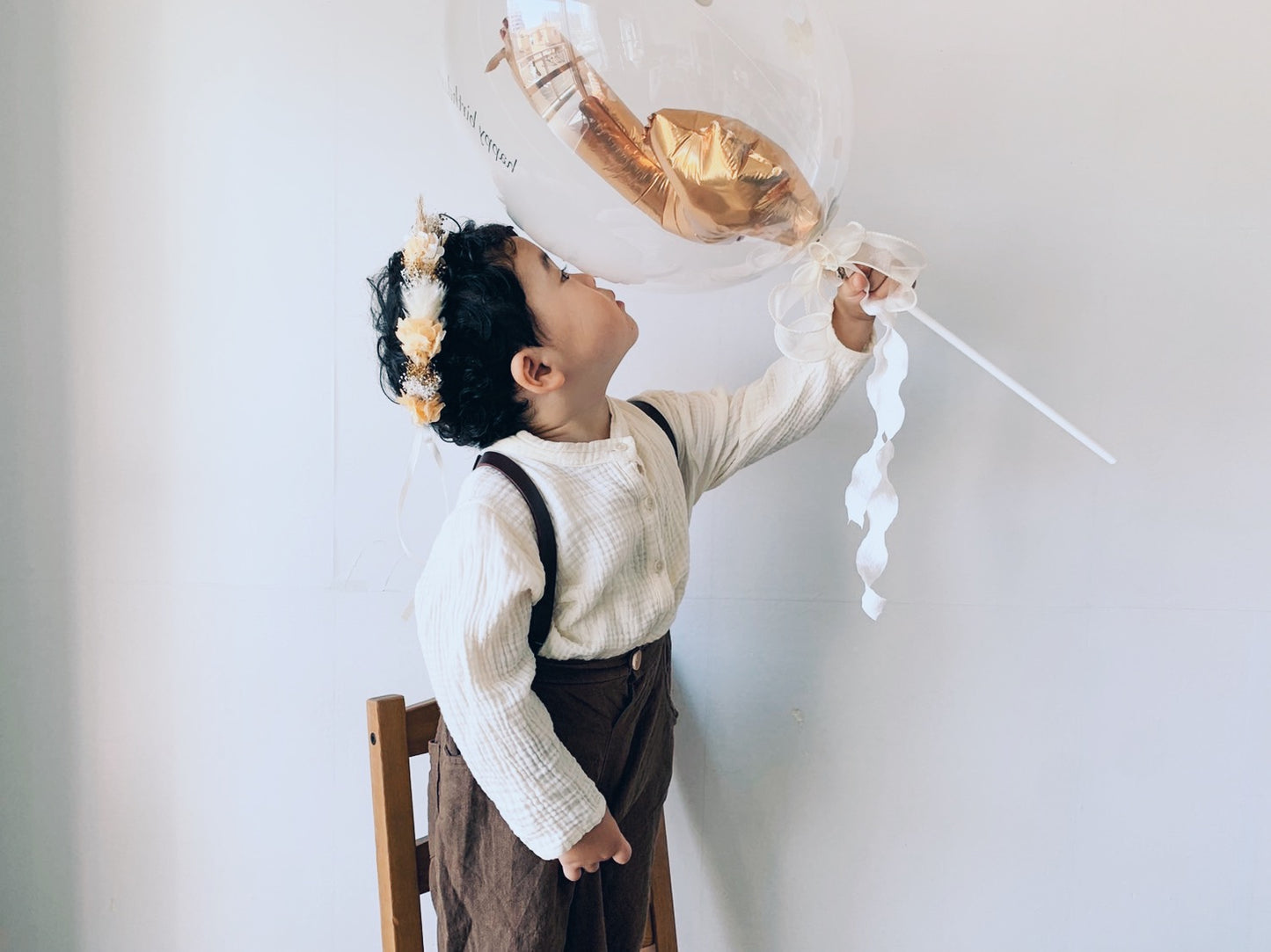 【number message】stick balloon(gold)
