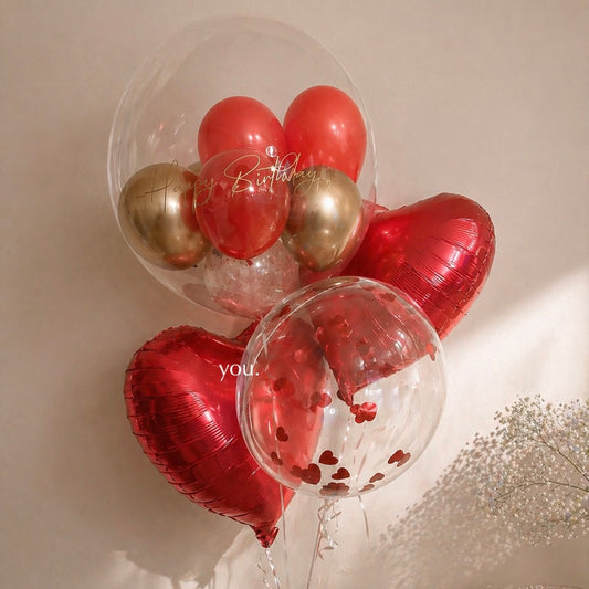 【bubble bouquet】heart mix（red×gold）