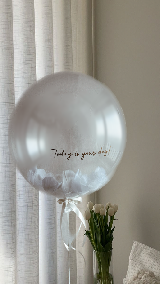 【feather in balloon】type/ helium